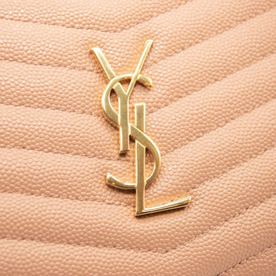 NEW SAINT LAURENT Lou Mini Ysl Grain De Poudre Camera Crossbody Bag Peach