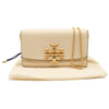 Tory Burch Long Elanore Cream White Gold Logo Chain Shoulder Bag