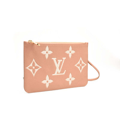 Used LOUIS VUITTON Empreinte Monogram Giant Neverfull MM Pochette Pink Rose Trianon