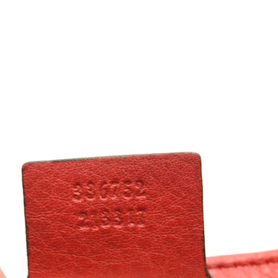 Gucci Pebbled Calfskin Medium Soho Flap Crossbody Red