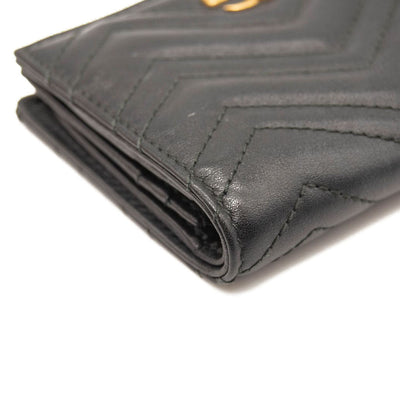 Gucci Calfskin Matelasse GG Marmont Card Case Wallet Black