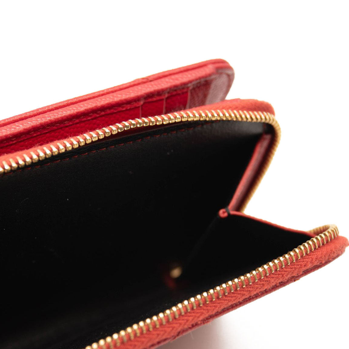 Saint Laurent Classic Monogram Zip Around Wallet Matelasse Chevron Leather Red