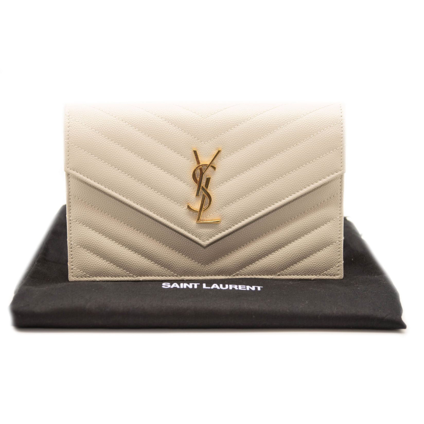 Saint Laurent Le Monogram YSL Glossy Wallet on Crossbody Chain Black G -  MyDesignerly