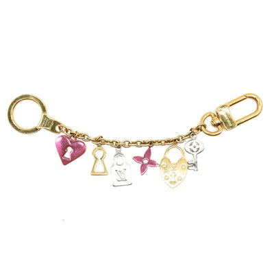 LOUIS VUITTON Love Lock Heart Key Chain Bag Charm