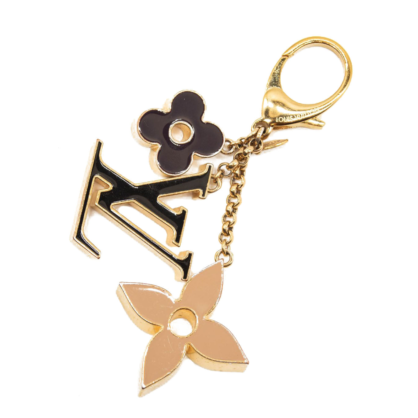 Authentic Louis Vuitton Fleur de Monogram bag charm keychain