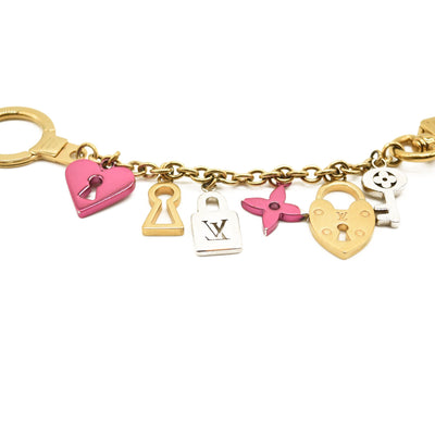 LOUIS VUITTON Love Lock Heart Key Chain Bag Charm