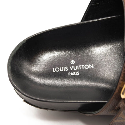 LOUIS VUITTON Calfskin New Wave Bom Dia Mule Sandals 35 Black 1092680