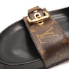 USED $1090 LOUIS VUITTON Monogram Bom Dia Mule Sandals 38 Black