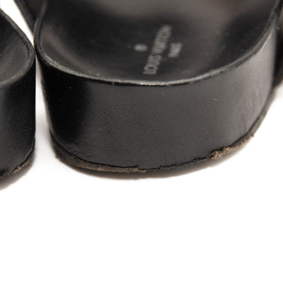LOUIS VUITTON Calfskin New Wave Bom Dia Mule Sandals 35 Black