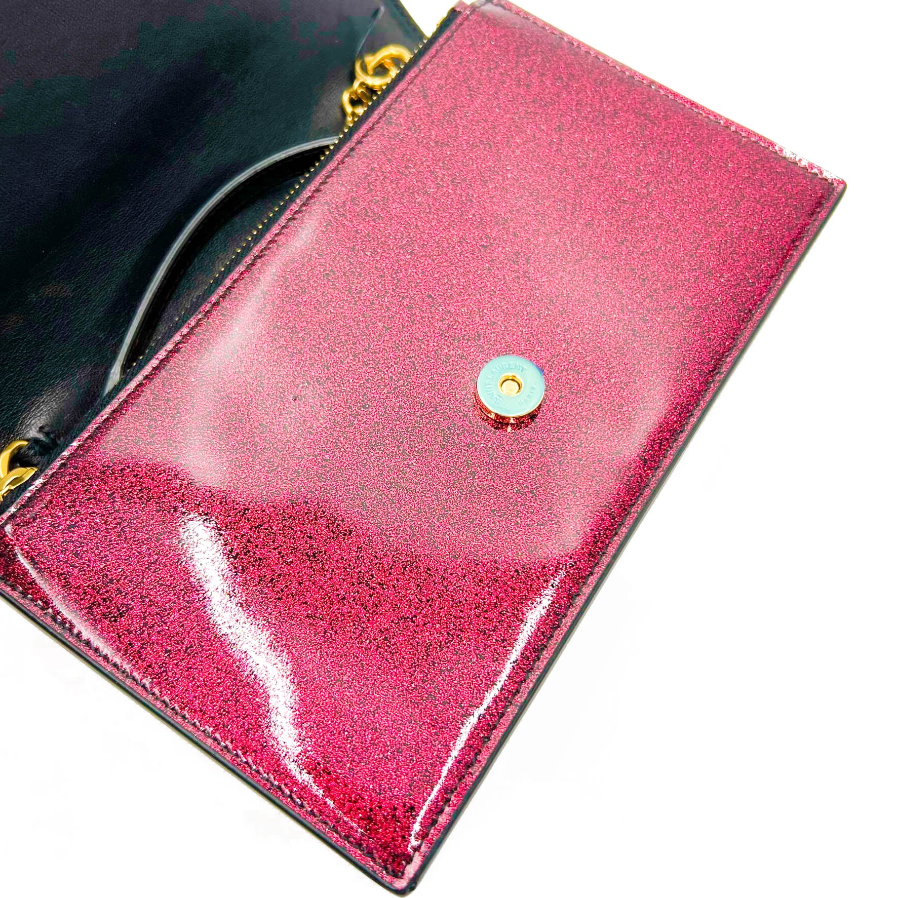 Ysl Red Leather Compact Wallet