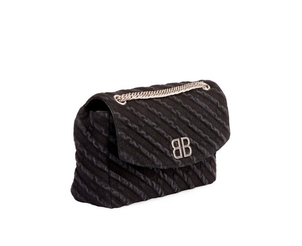 Bb chain crossbody bag Balenciaga Black in Denim - Jeans - 30090254