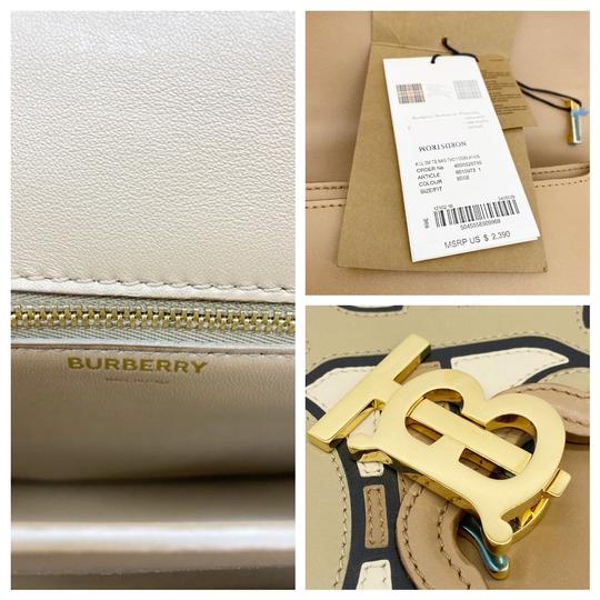 Burberry London Tb Pieced Monogram Beige Leather Shoulder Bag