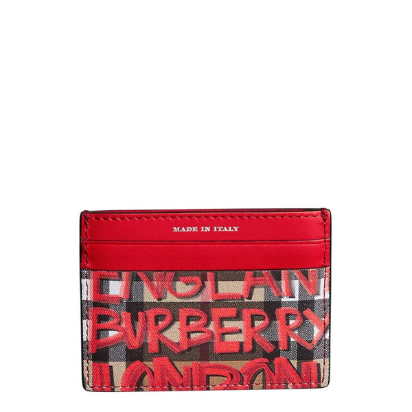 Genuine Burberry Italian leather Red Card Case Holder - Wallet