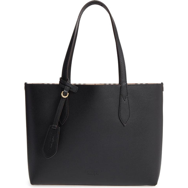 Burberry The Small Reversible Tote In Haymarket Check And Leather