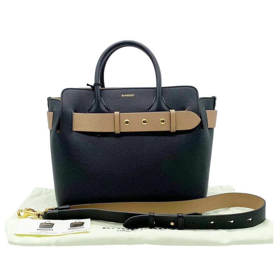 Burberry Small Belt Triple Stud Satchel Black Leather Shoulder Bag