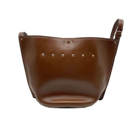 Celine Dark Brown Shiny Calfskin Studs Small Bucket Bag - Yoogi's