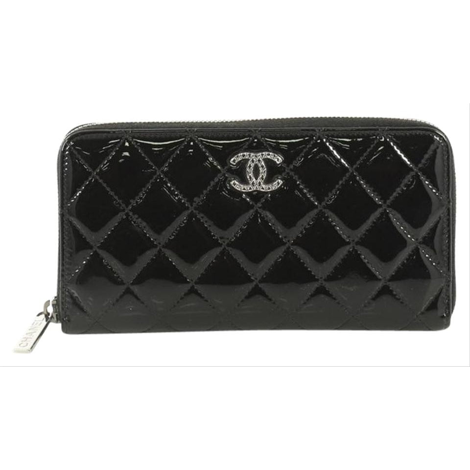 Chanel Black Brilliant Zip Around Quilted Long Patent Leather Wallet -  MyDesignerly