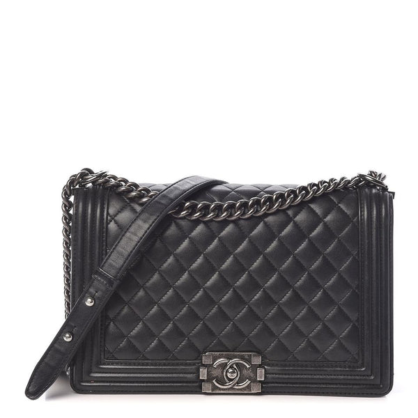 Chanel Lambskin Classic - Medium in Neutral Handbag - Authentic Pre-Owned Designer Handbags