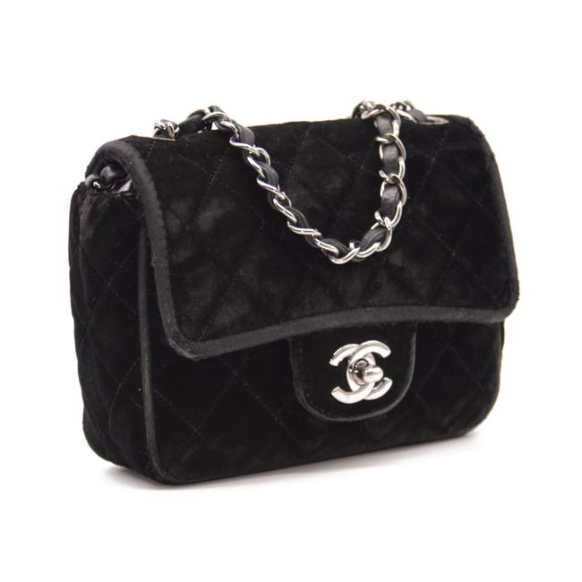 Chanel Vintage Classic Suede Mini Square Flap Bag - Black Shoulder