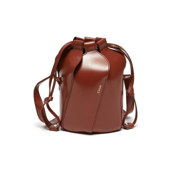 Chloé Tulip Mini Paneled Leather Bucket Bag in Orange