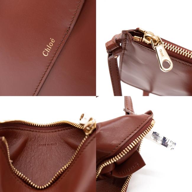 CHLOÉ Mini Tulip Leather Bucket Bag in Brown and Orange