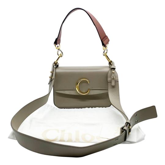 Chloé Small C Suede Trimmed Motty Grey Leather Shoulder Bag - MyDesignerly