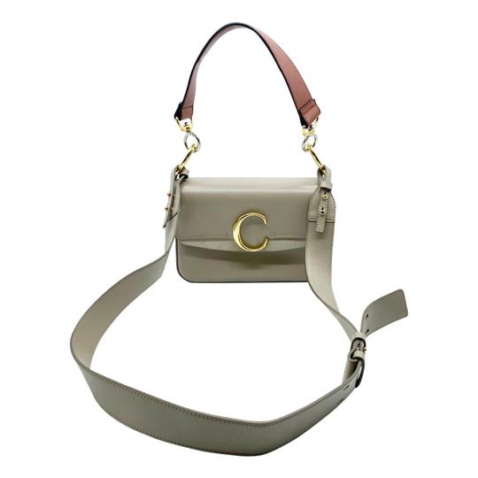 Chloé Small C Suede Trimmed Motty Grey Leather Shoulder Bag - MyDesignerly