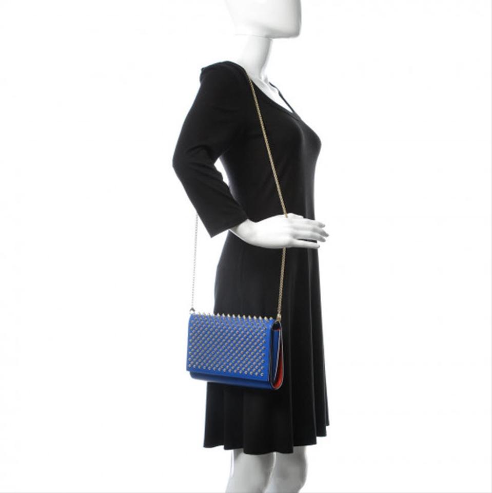 120mm Christian Louboutin Dark Blue V-neck Pumps paired with Louis Vuitton  Epi Dark Blue Leather Louise PM Bag