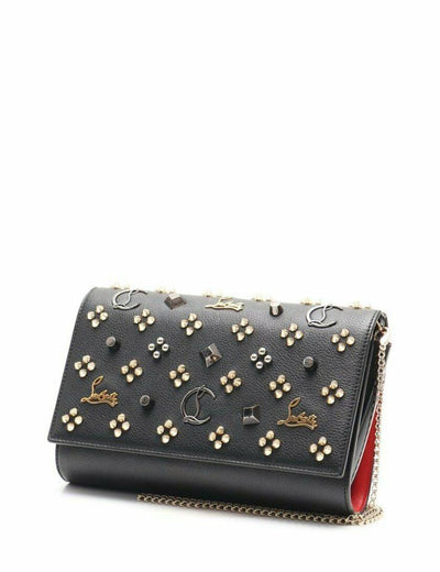 Christian Louboutin Clutch Spikes Paloma Loubinthesky Black Leather Shoulder Bag