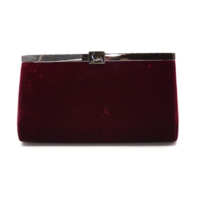 Christian Louboutin Clutch Small Palmette Prunus Cross Body Red Velvet Shoulder Bag