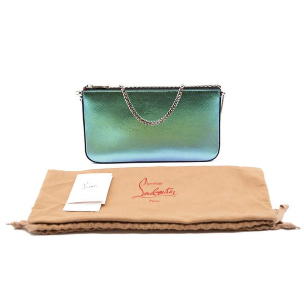 Christian Louboutin Loubila Metallic Leather Pouch Clutch Bag