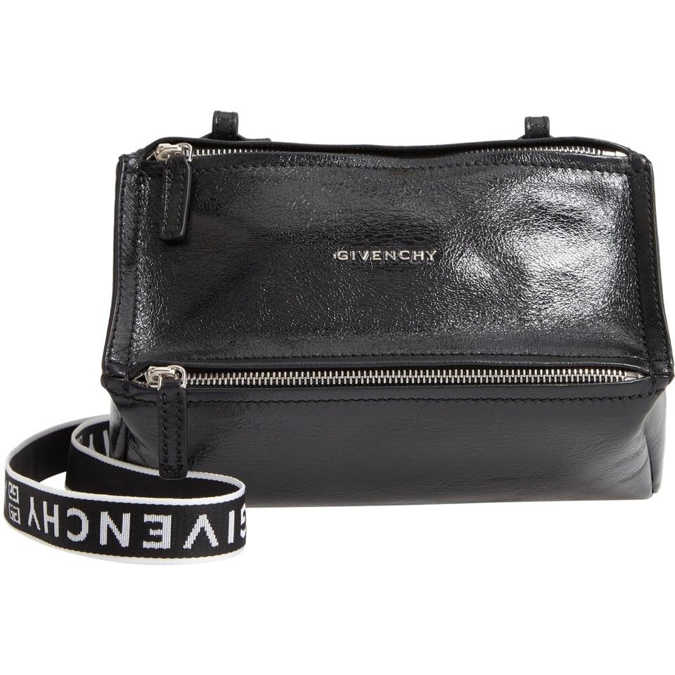 Givenchy Mini Pandora Glazed Black Patent Leather Shoulder Bag