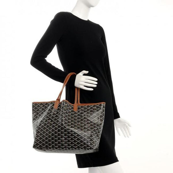 Goyard Black/Tan Goyardine Coated Canvas and Leather Saint Louis PM Tote  Goyard