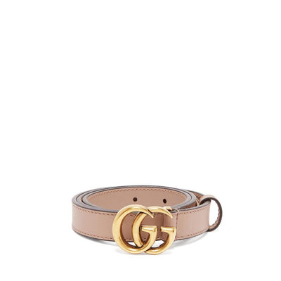 GUCCI Leather Belt With Double G Buckle, Size 90, Black, Leather