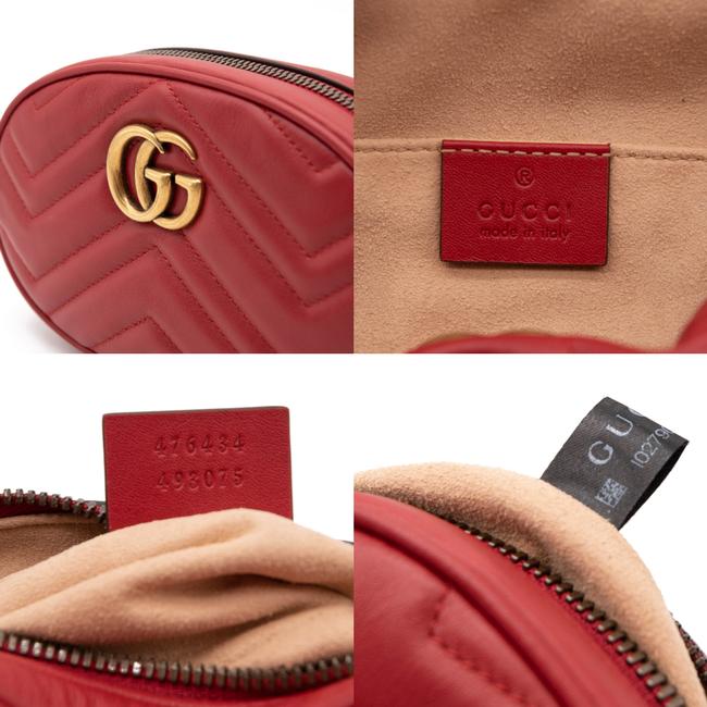 GUCCI GG Marmont Matelasse Leather Belt Bag 476434 Red-US