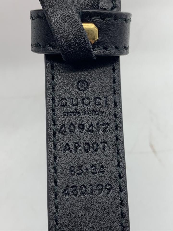 GUCCI Double G Buckle Leather Belt Black 409417