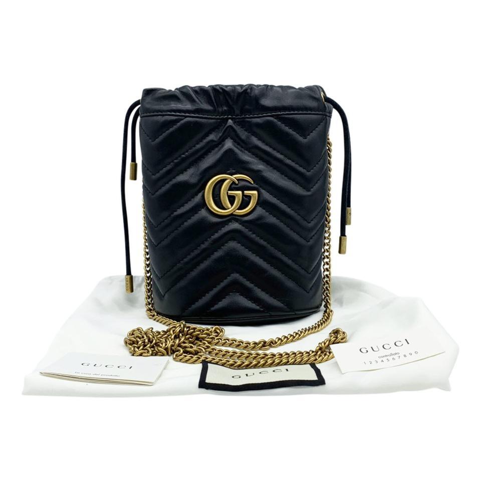 GG Marmont Small Shearling Shoulder Bag in Black - Gucci