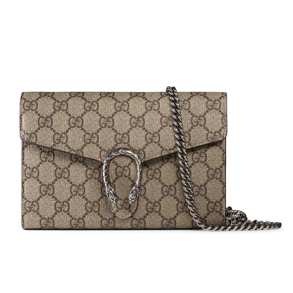 Gucci Chain Dionysus Gg Supreme Mini Brown Shoulder Bag