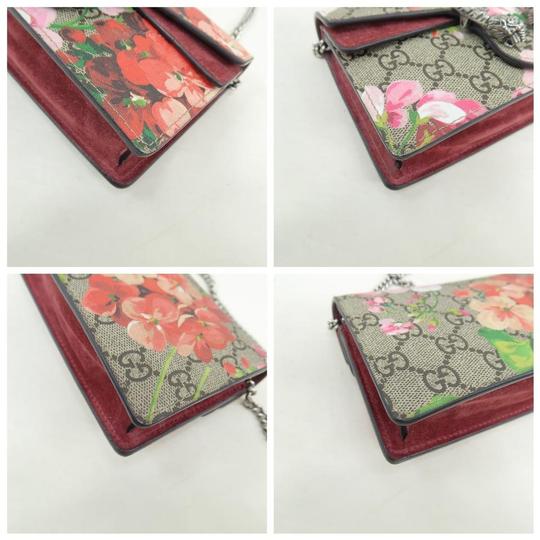 Gucci Chain Wallet Dionysus Super Mini Blooms Red Canvas Cross