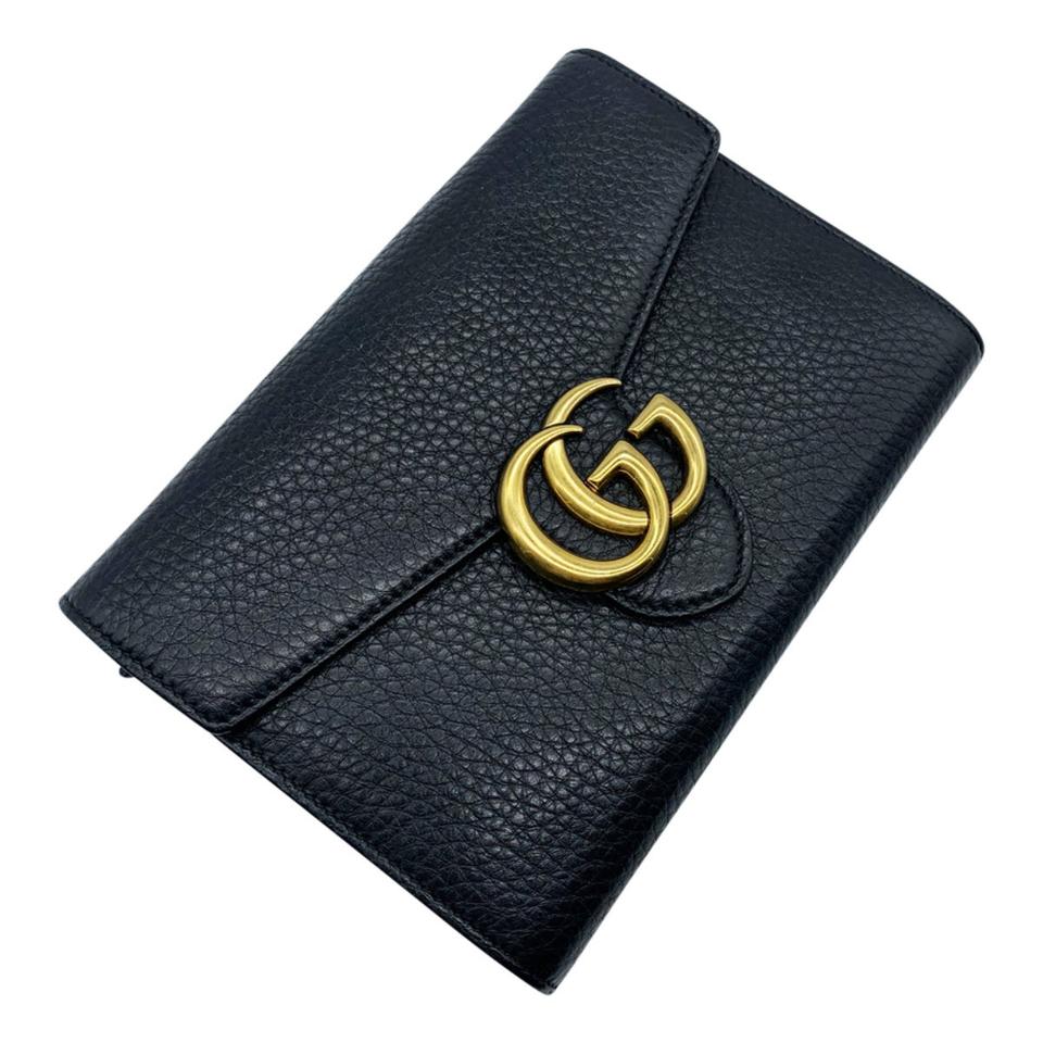 Gucci Marmont Medium Black Chain Wallet Crossbody - MyDesignerly