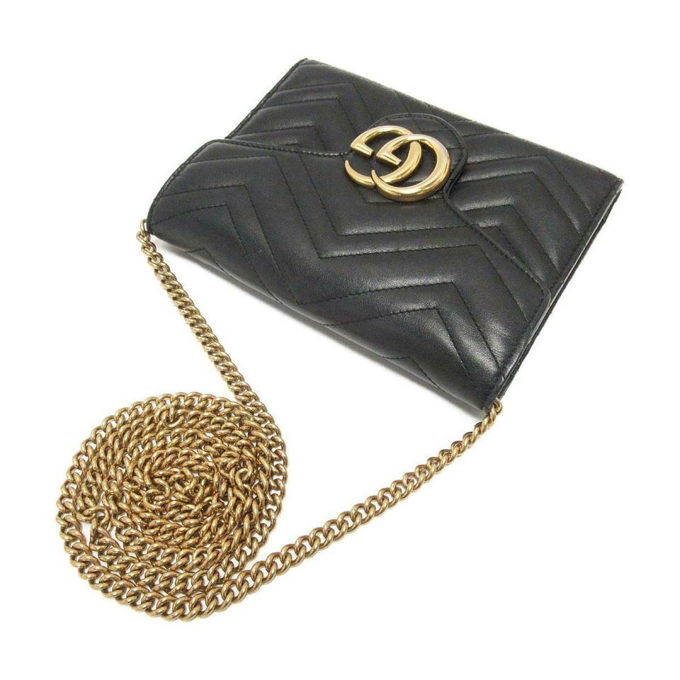 GG Marmont chain wallet in black leather