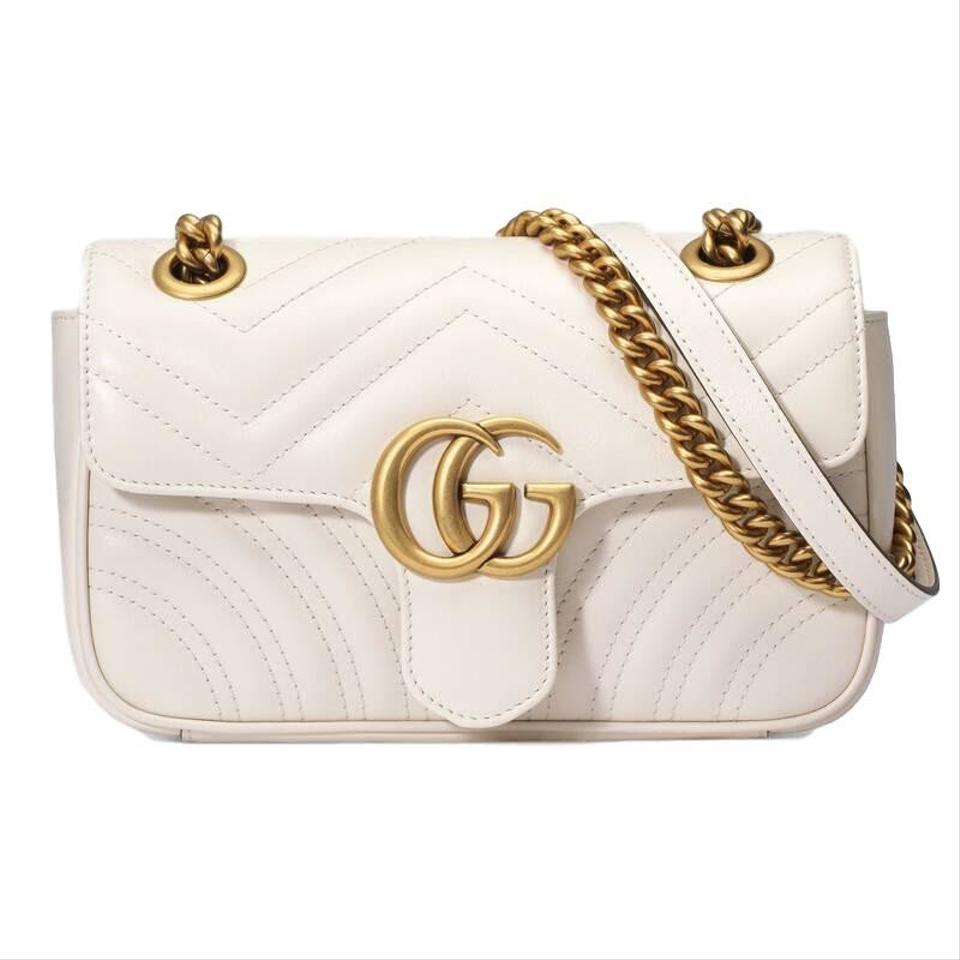 Gucci GG Marmont Mini White Leather Shoulder Bag