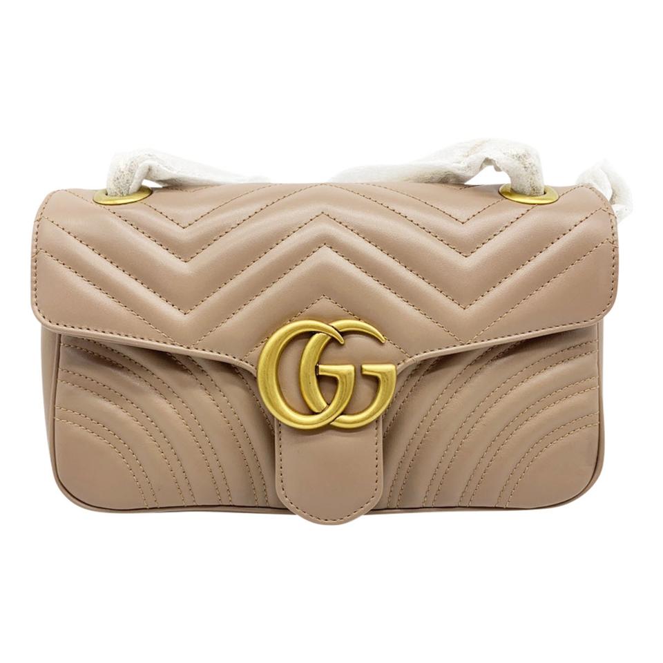 Gucci - Authenticated GG Marmont Chain Handbag - Leather Beige Plain for Women, Never Worn