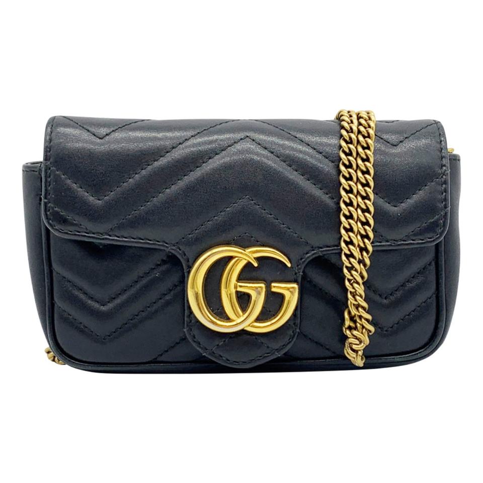 Gucci GG Marmont Super Mini Black Leather Shoulder Bag