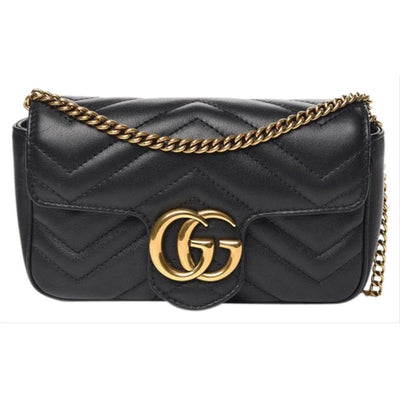 Gucci GG Marmont Super Mini Black Leather Shoulder Bag