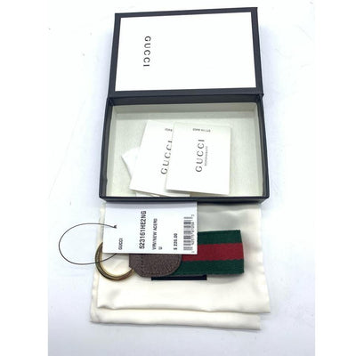 Gucci Green Marmont Double-g Web Key Chain Ophidia Key Chain