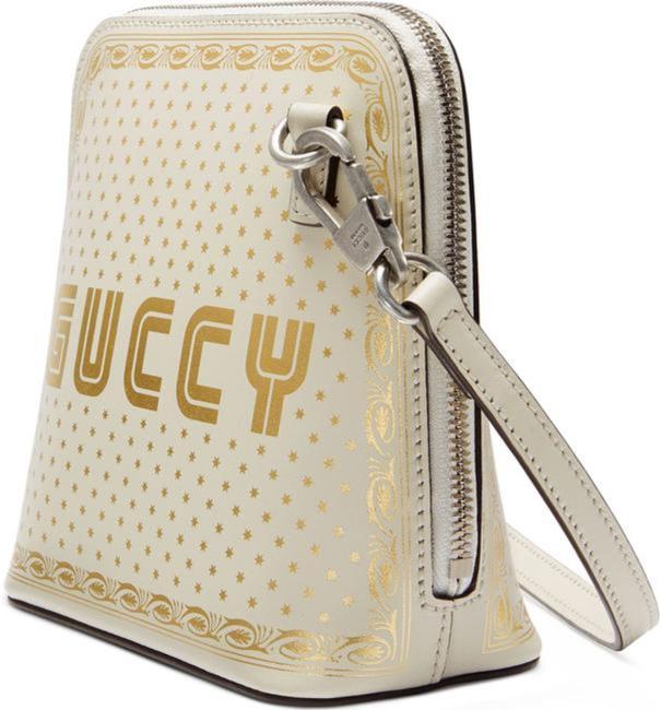 Gucci 511189 Sega Logo Moon & Star Cream Leather Crossbody Bag