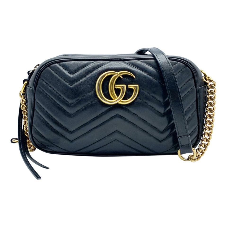 Gucci Bucket Marmont Gg 2.0 Mini Black Leather Shoulder Bag - MyDesignerly