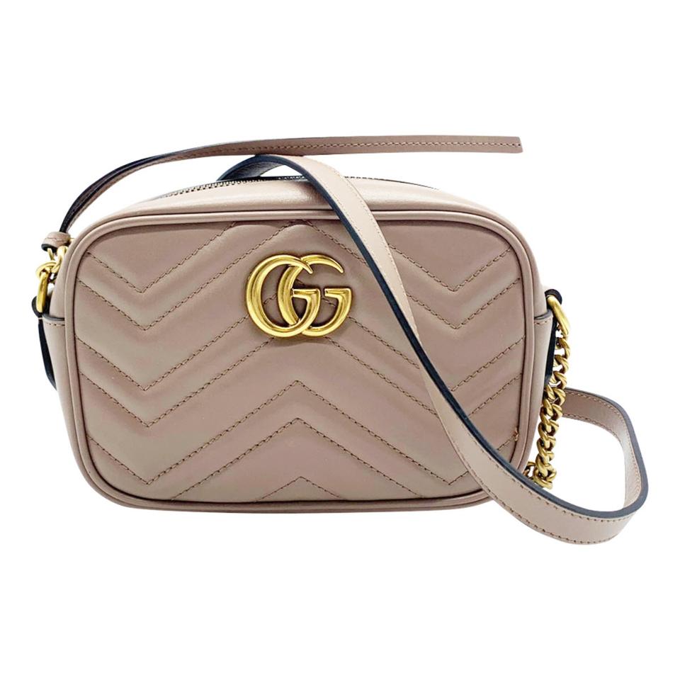 Gucci Mini Camera Marmont Gg Small Quilted Beige Leather Shoulder Bag