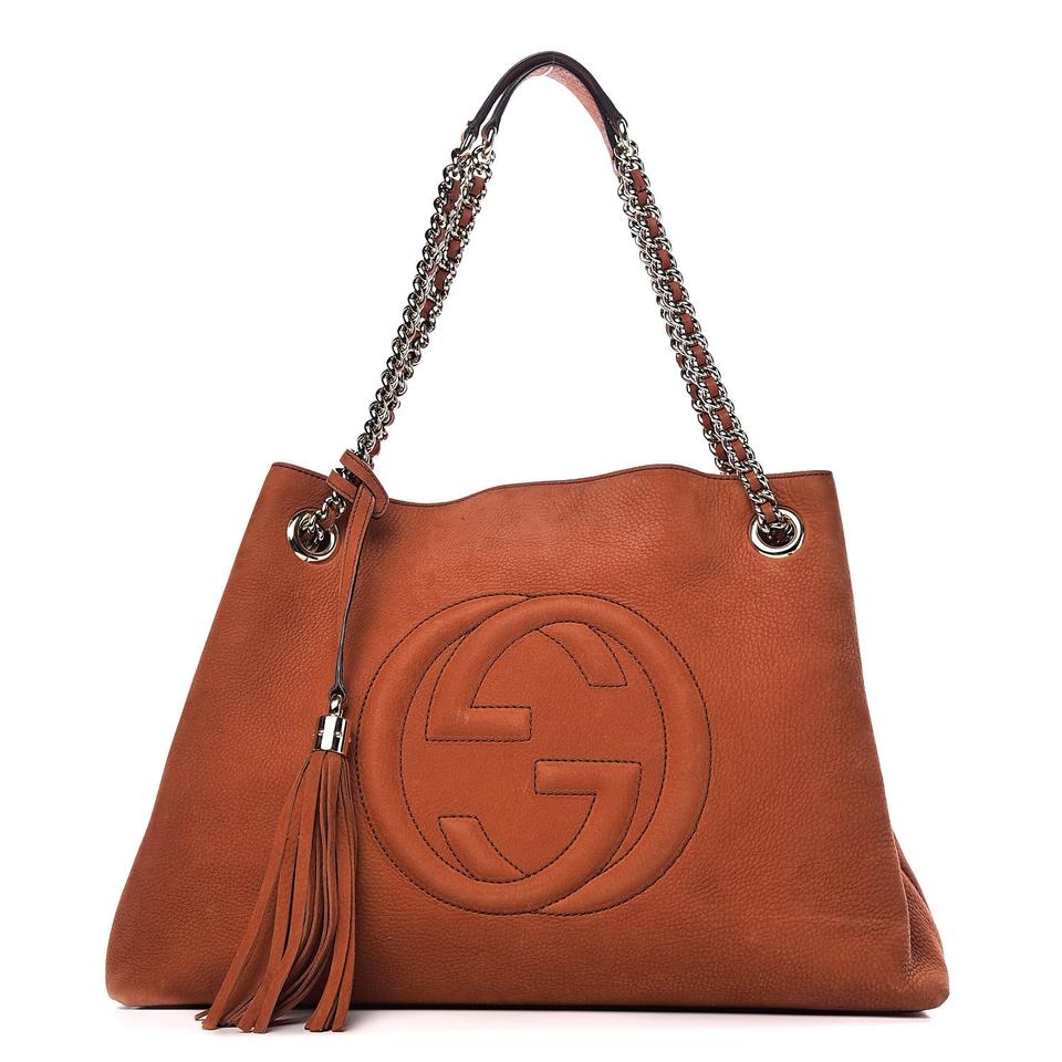 Gucci Shoulder Bag Soho Nubuck Chain Old Whiskey Orange Leather Tote